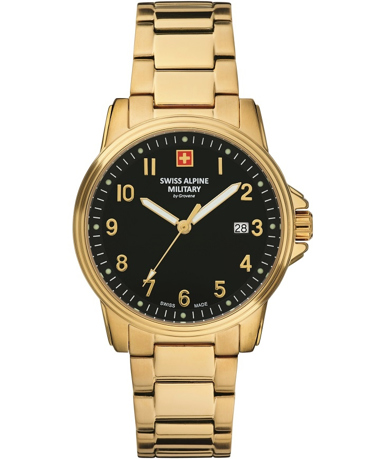 Swiss Alpine Military by Grovana Ρολόι Μπαταρίας με Χρυσό Μεταλλικό Μπρασελέ SAM7011.1117