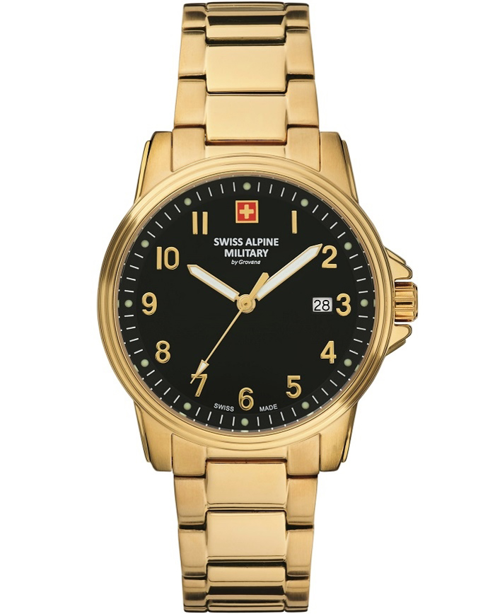 Swiss Alpine Military by Grovana Roloi Batarias me Xruso Metalliko Brasele SAM7011.1117