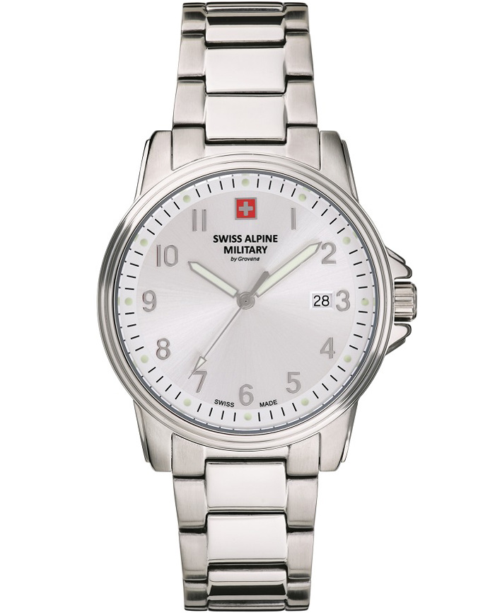Swiss Alpine Military by Grovana Roloi Batarias me Asimi Metalliko Brasele SAM7011.1132