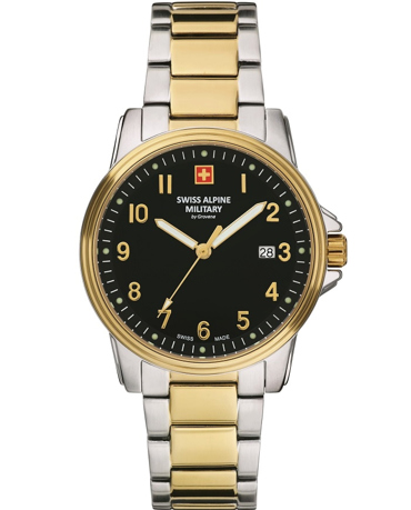 Swiss Alpine Military by Grovana Ρολόι Μπαταρίας με Χρυσό / Ασημί Μεταλλικό Μπρασελέ SAM7011.1147