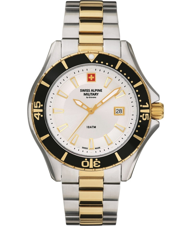 Swiss Alpine Military by Grovana Ρολόι Μπαταρίας με Χρυσό / Ασημί Μεταλλικό Μπρασελέ SAM7040.1142
