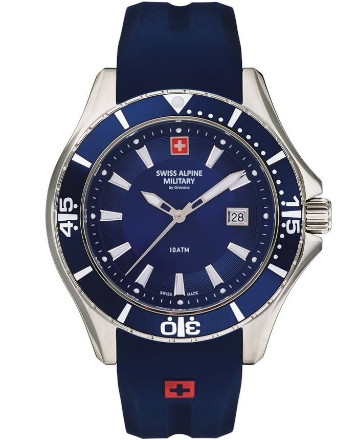 Swiss Alpine Military by Grovana Roloi Batarias me Ble Kaoutsouk Louraki SAM7040.1835