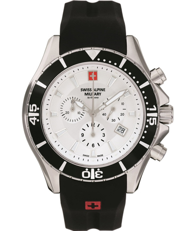 Swiss Alpine Military by Grovana Ρολόι Χρονογράφος Μπαταρίας με Μαύρο Καουτσούκ Λουράκι SAM7040.9832