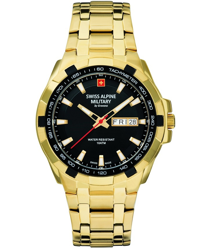 Swiss Alpine Military by Grovana Roloi Batarias me Xruso Metalliko Brasele SAM7043.1117