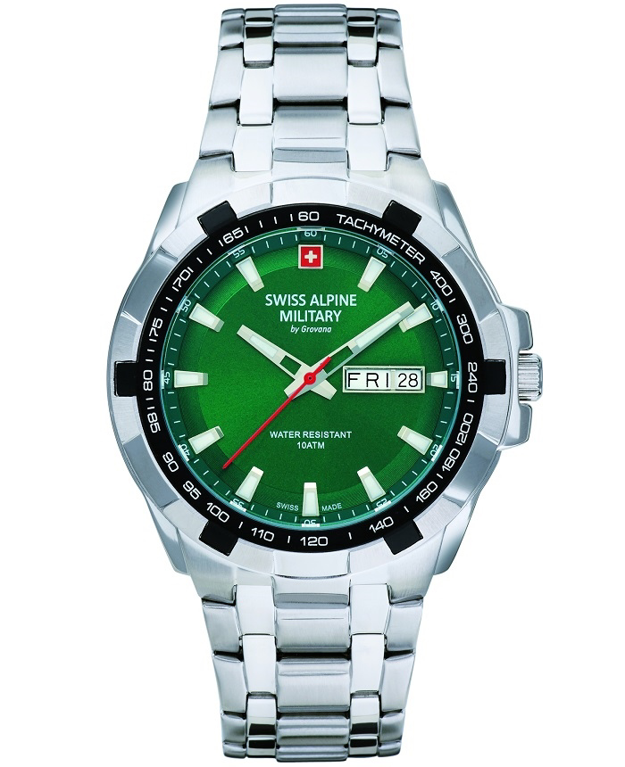 Swiss Alpine Military by Grovana Roloi Batarias me Asimi Metalliko Brasele SAM7043.1134