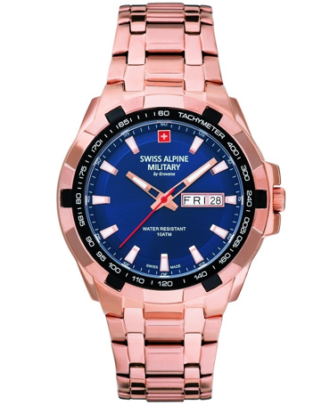 Swiss Alpine Military by Grovana Ρολόι Μπαταρίας με Ροζ Χρυσό Μεταλλικό Μπρασελέ SAM7043.1165