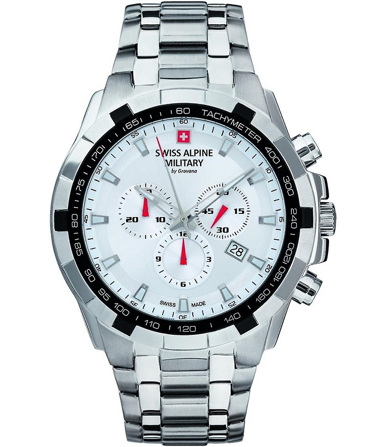 Swiss Alpine Military by Grovana Ρολόι Χρονογράφος Μπαταρίας με Ασημί Μεταλλικό Μπρασελέ SAM7043.9132