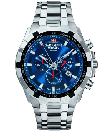 Swiss Alpine Military by Grovana Ρολόι Χρονογράφος Μπαταρίας με Ασημί Μεταλλικό Μπρασελέ SAM7043.9135