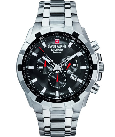Swiss Alpine Military by Grovana Ρολόι Χρονογράφος Μπαταρίας με Ασημί Μεταλλικό Μπρασελέ SAM7043.9137