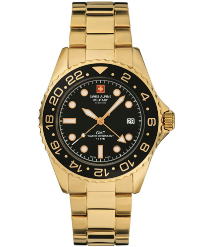 Swiss Alpine Military by Grovana Ρολόι Μπαταρίας με Χρυσό Μεταλλικό Μπρασελέ SAM7052.1117