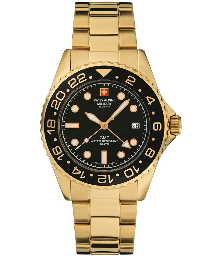 Swiss Alpine Military by Grovana Roloi Batarias me Xruso Metalliko Brasele SAM7052.1117