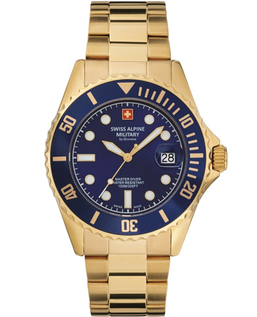 Swiss Alpine Military by Grovana Ρολόι Μπαταρίας με Χρυσό Μεταλλικό Μπρασελέ SAM7053.1115