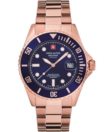 Swiss Alpine Military by Grovana Ρολόι Μπαταρίας με Ροζ Χρυσό Μεταλλικό Μπρασελέ SAM7053.1165