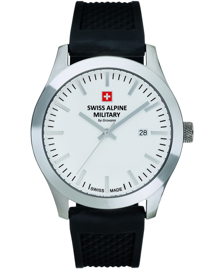 Swiss Alpine Military by Grovana Roloi Batarias me Mavro Kaoutsouk Louraki SAM7055.1833