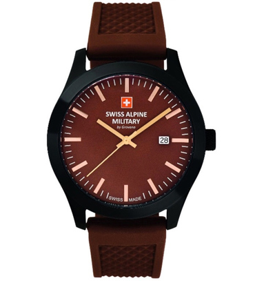 Swiss Alpine Military by Grovana Ρολόι Μπαταρίας με Μπορντό Καουτσούκ Λουράκι SAM7055.1876