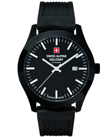 Swiss Alpine Military by Grovana Ρολόι Μπαταρίας με Μαύρο Καουτσούκ Λουράκι SAM7055.1877