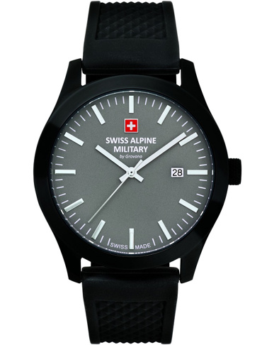 Swiss Alpine Military by Grovana Ρολόι Μπαταρίας με Μαύρο Καουτσούκ Λουράκι SAM7055.1878