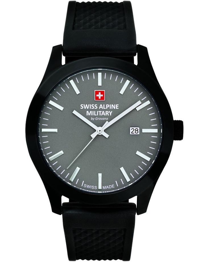 Swiss Alpine Military by Grovana Roloi Batarias me Mavro Kaoutsouk Louraki SAM7055.1878