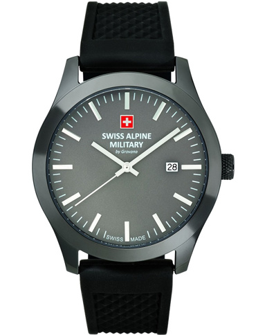 Swiss Alpine Military by Grovana Ρολόι Μπαταρίας με Μαύρο Καουτσούκ Λουράκι SAM7055.1898
