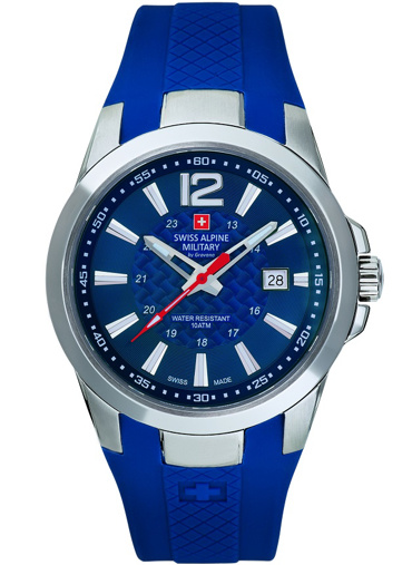 Swiss Alpine Military by Grovana Ρολόι Μπαταρίας με Μπλε Καουτσούκ Λουράκι SAM7058.1835