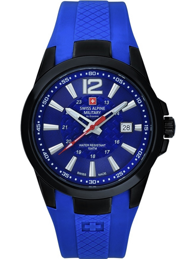 Swiss Alpine Military by Grovana Ρολόι Μπαταρίας με Μπλε Καουτσούκ Λουράκι SAM7058.1875
