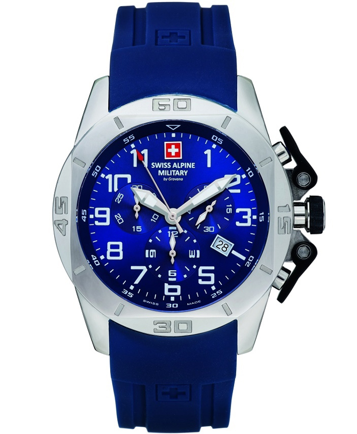 Swiss Alpine Military by Grovana Roloi Xronogafos Batarias me Ble Kaoutsouk Louraki SAM7063.9835