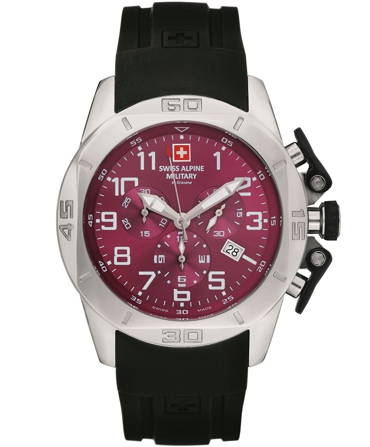 Swiss Alpine Military by Grovana Ρολόι Χρονογράφος Μπαταρίας με Μαύρο Καουτσούκ Λουράκι SAM7063.9836