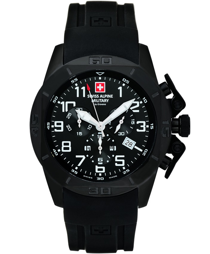 Swiss Alpine Military by Grovana Roloi Xronogafos Batarias me Mavro Kaoutsouk Louraki SAM7063.9877