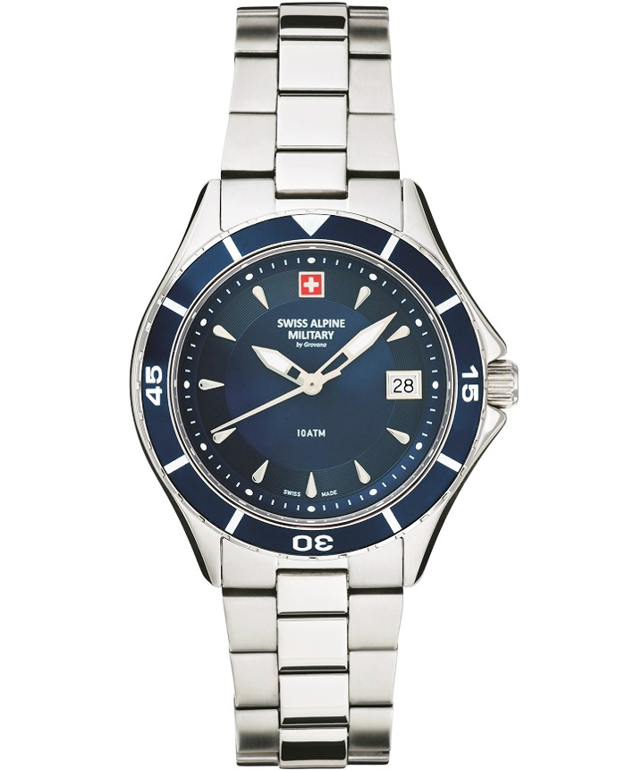 Swiss Alpine Military by Grovana Roloi Batarias me Asimi Metalliko Brasele SAM7740.1135