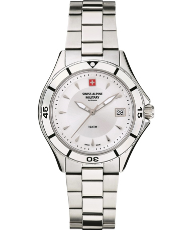 Swiss Alpine Military by Grovana Ρολόι Μπαταρίας με Ασημί Μεταλλικό Μπρασελέ SAM7740.1138