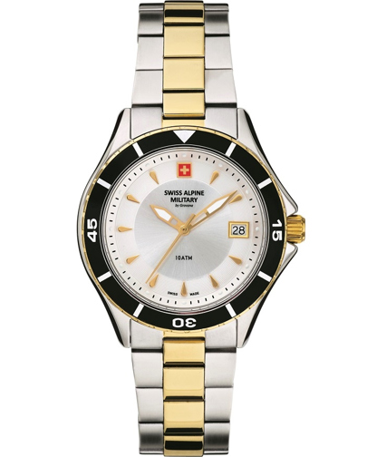 Swiss Alpine Military by Grovana Ρολόι Μπαταρίας με Χρυσό / Ασημί Μεταλλικό Μπρασελέ SAM7740.1142