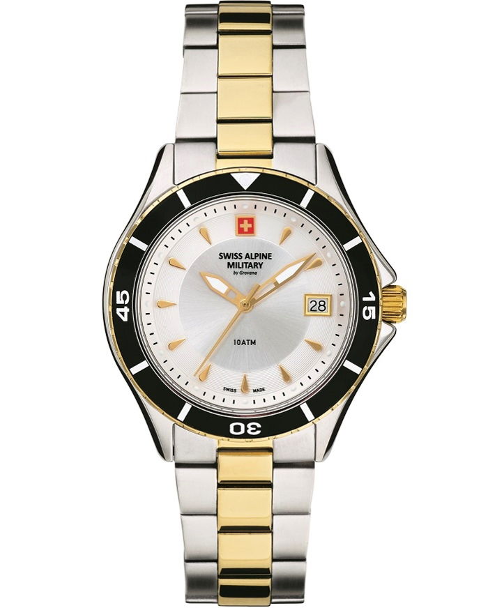 Swiss Alpine Military by Grovana Roloi Batarias me Xruso / Asimi Metalliko Brasele SAM7740.1142