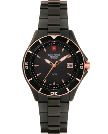 Swiss Alpine Military by Grovana Ρολόι Μπαταρίας με Μαύρο Μεταλλικό Μπρασελέ SAM7740.1187