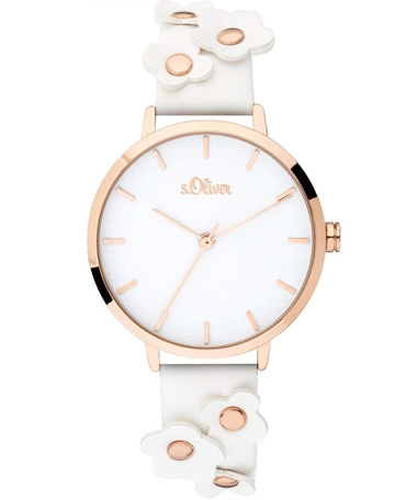 S.Oliver Ρολόι Μπαταρίας με Λευκό Δερμάτινο Λουράκι SO-3699-LQ
