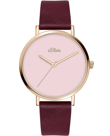 S.Oliver Ρολόι Μπαταρίας με Μπορντό Δερμάτινο Λουράκι SO-3911-LQ