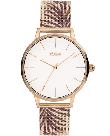 S.Oliver Ρολόι Μπαταρίας με Πολύχρωμο Μεταλλικό Μπρασελέ SO-3979-MQ