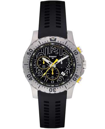 Traser H3 P66 Elite Diver Ρολόι Χρονογράφος Μπαταρίας με Μαύρο Καουτσούκ Λουράκι 105858