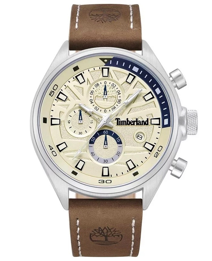 Timberland Roloi Xronogafos Batarias me Kafe Dermatino Louraki TDWGC9000403