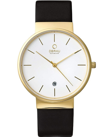 Obaku Ρολόι Μπαταρίας με Μαύρο Δερμάτινο Λουράκι V153GDGWRB