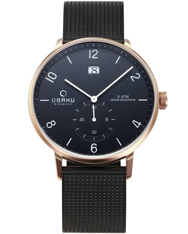 Obaku Ρολόι Μπαταρίας με Μαύρο Μεταλλικό Μπρασελέ V190GDVBMB