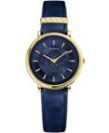 Versace V-Circle Roloi Batarias me Ble Dermatino Louraki VE8103721