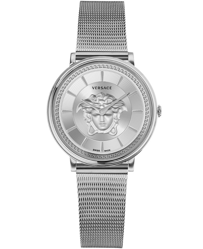 Versace V-Circle Roloi Batarias me Asimi Metalliko Brasele VE8103921