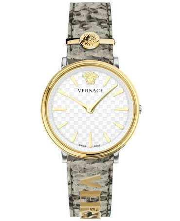 Versace V-Circle Ρολόι Μπαταρίας με Γκρι Δερμάτινο Λουράκι VE8104422