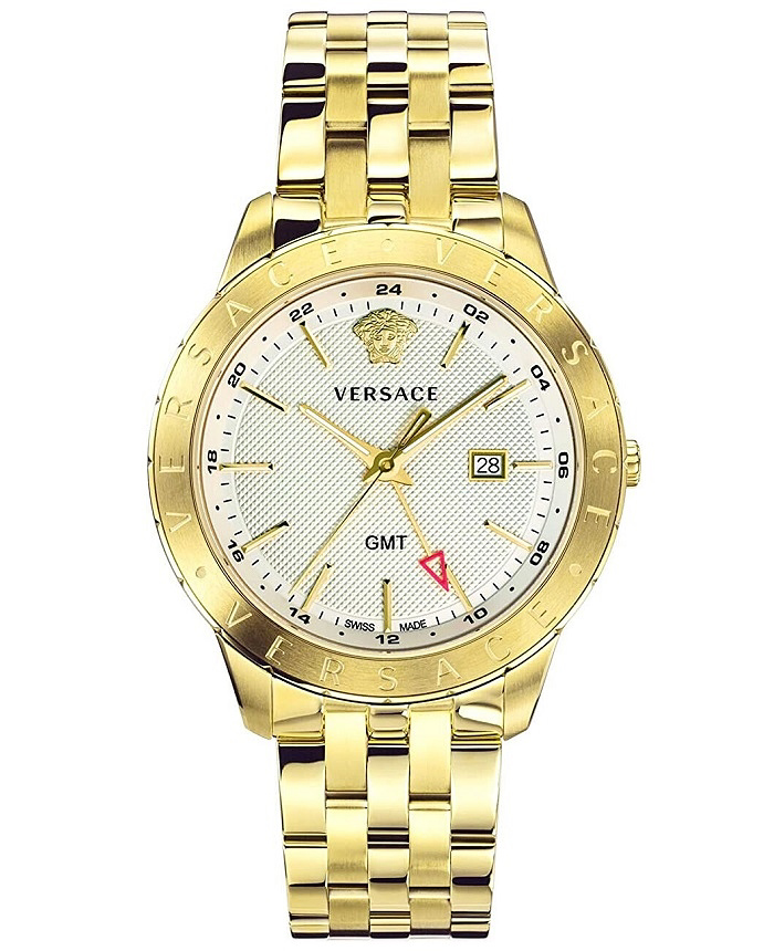 Versace Univers GMT Roloi Batarias me Xruso Metalliko Brasele VEBK00518