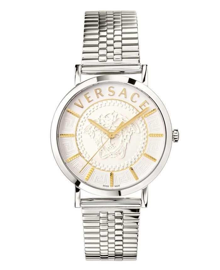 Versace V-Essential Roloi Batarias me Asimi Metalliko Brasele VEJ400421