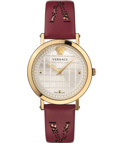 Versace Medusa Chain Roloi Batarias me Kokkino Dermatino Louraki VELV00320