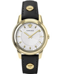 Versace Greca Lady Roloi Batarias me Mavro Dermatino Louraki VEPX01021