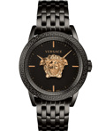 Versace Palazzo Empire Roloi Batarias me Mavro Metalliko Brasele VERD00518