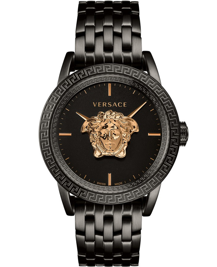 Versace Palazzo Empire Roloi Batarias me Mavro Metalliko Brasele VERD00518