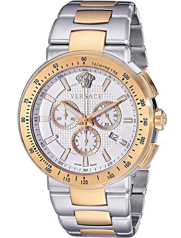 Versace Mystique Roloi Xronogafos Batarias me Roz Xruso / Asimi Metalliko Brasele VFG130015